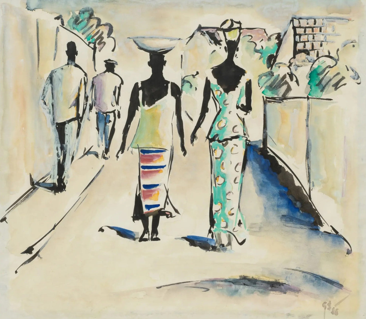 Gerard Sekoto - Walking figures
